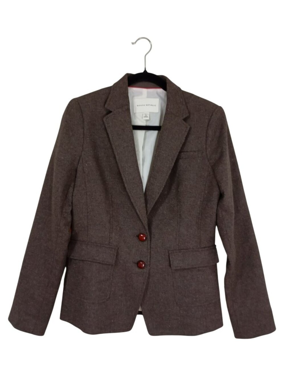 Banana Republic Womens Wool Blend Brown Blazer Jacket Size 6 Stretch Two-Button